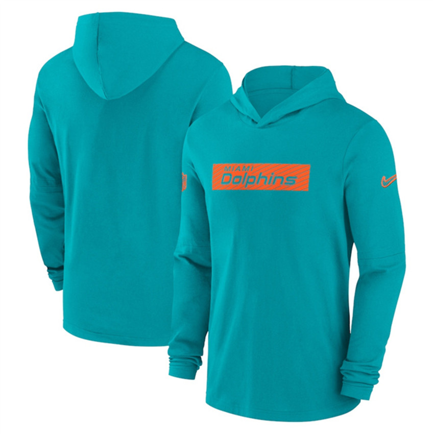 Men's Aqua Miami Dolphins Sideline Performance Hoodie
